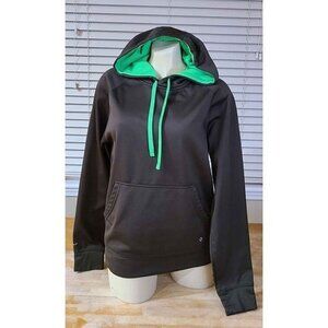 Xersion Grey/Green Pullover Hoodie with Kangaroo Pocket Size Small